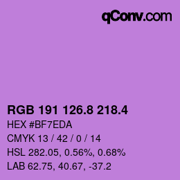 カラーコード: RGB 191 126.8 218.4 | qconv.com