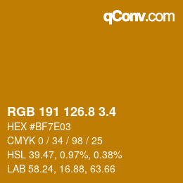 カラーコード: RGB 191 126.8 3.4 | qconv.com