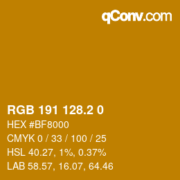 カラーコード: RGB 191 128.2 0 | qconv.com