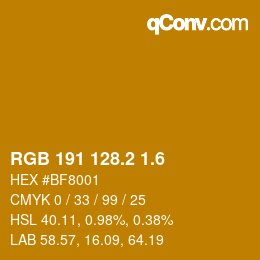 カラーコード: RGB 191 128.2 1.6 | qconv.com