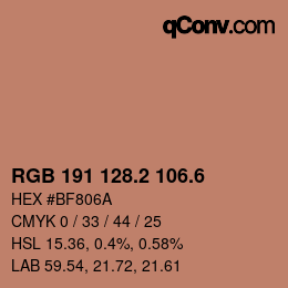 カラーコード: RGB 191 128.2 106.6 | qconv.com