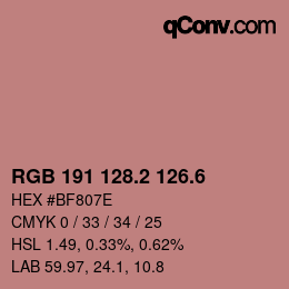 カラーコード: RGB 191 128.2 126.6 | qconv.com