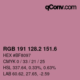 カラーコード: RGB 191 128.2 151.6 | qconv.com
