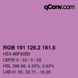 カラーコード: RGB 191 128.2 181.6 | qconv.com
