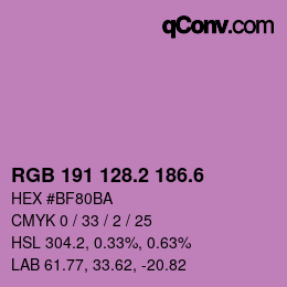 カラーコード: RGB 191 128.2 186.6 | qconv.com
