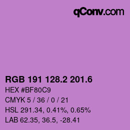 カラーコード: RGB 191 128.2 201.6 | qconv.com