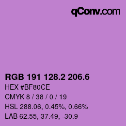 カラーコード: RGB 191 128.2 206.6 | qconv.com