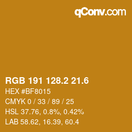 カラーコード: RGB 191 128.2 21.6 | qconv.com