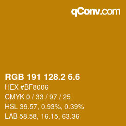 カラーコード: RGB 191 128.2 6.6 | qconv.com
