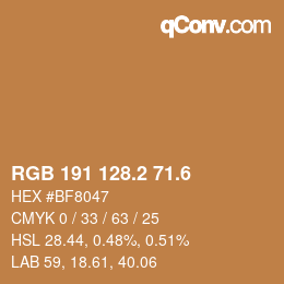 カラーコード: RGB 191 128.2 71.6 | qconv.com