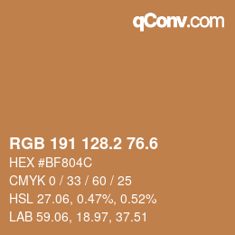 カラーコード: RGB 191 128.2 76.6 | qconv.com
