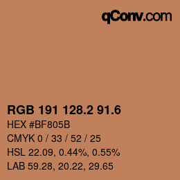 カラーコード: RGB 191 128.2 91.6 | qconv.com
