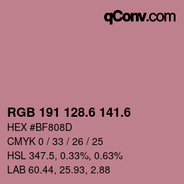 カラーコード: RGB 191 128.6 141.6 | qconv.com