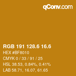 カラーコード: RGB 191 128.6 16.6 | qconv.com