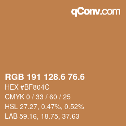 カラーコード: RGB 191 128.6 76.6 | qconv.com