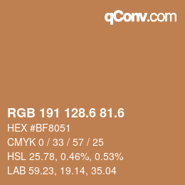 カラーコード: RGB 191 128.6 81.6 | qconv.com