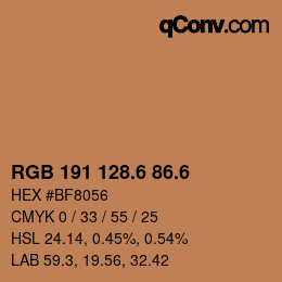 カラーコード: RGB 191 128.6 86.6 | qconv.com