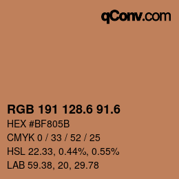 カラーコード: RGB 191 128.6 91.6 | qconv.com
