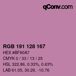 Color code: RGB 191 128 167 | qconv.com