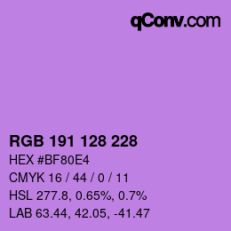 Color code: RGB 191 128 228 | qconv.com