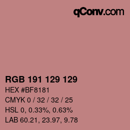 カラーコード: RGB 191 129 129 | qconv.com