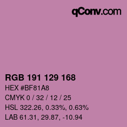 Color code: RGB 191 129 168 | qconv.com