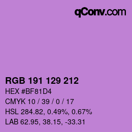 カラーコード: RGB 191 129 212 | qconv.com