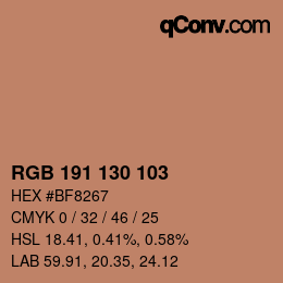 Color code: RGB 191 130 103 | qconv.com