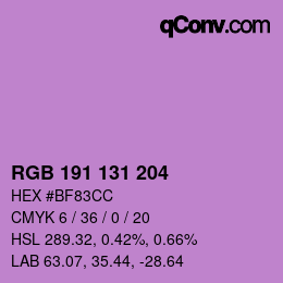 Color code: RGB 191 131 204 | qconv.com