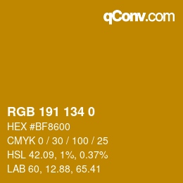 Color code: RGB 191 134 0 | qconv.com