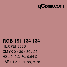 Color code: RGB 191 134 134 | qconv.com