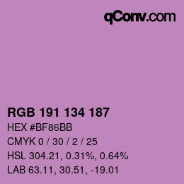 Color code: RGB 191 134 187 | qconv.com