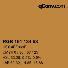 Color code: RGB 191 134 63 | qconv.com
