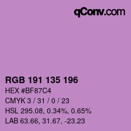 Color code: RGB 191 135 196 | qconv.com
