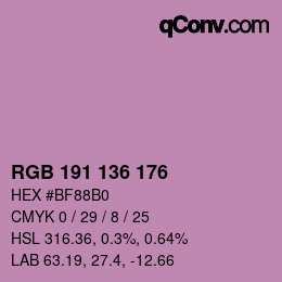 Color code: RGB 191 136 176 | qconv.com