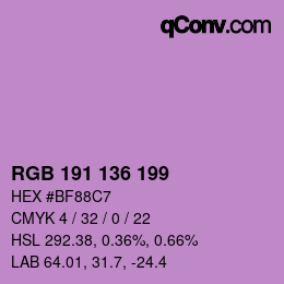 Farbcode: RGB 191 136 199 | qconv.com