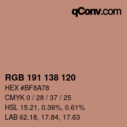 颜色代码: RGB 191 138 120 | qconv.com