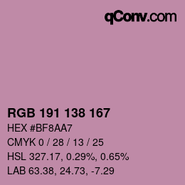 Color code: RGB 191 138 167 | qconv.com