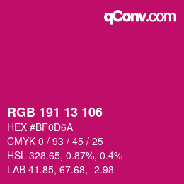 Color code: RGB 191 13 106 | qconv.com