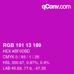 カラーコード: RGB 191 13 189 | qconv.com