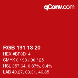 Color code: RGB 191 13 20 | qconv.com