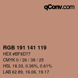 Color code: RGB 191 141 119 | qconv.com