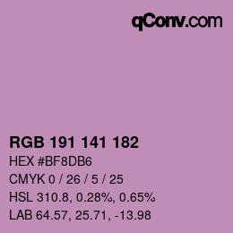 Color code: RGB 191 141 182 | qconv.com