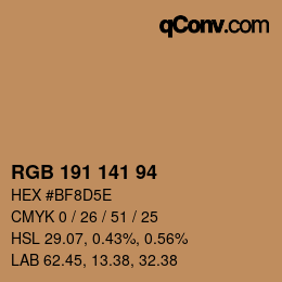 颜色代码: RGB 191 141 94 | qconv.com