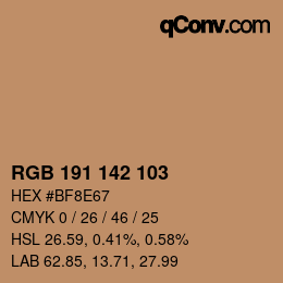 カラーコード: RGB 191 142 103 | qconv.com