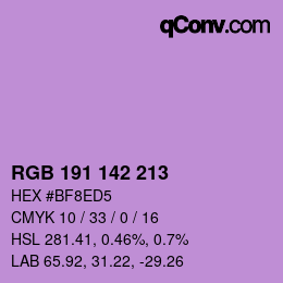 Color code: RGB 191 142 213 | qconv.com