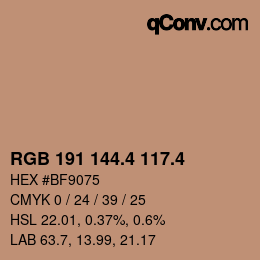カラーコード: RGB 191 144.4 117.4 | qconv.com