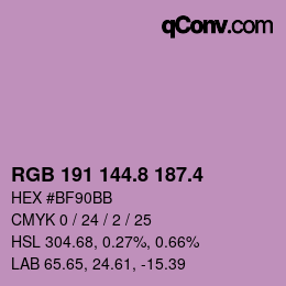 カラーコード: RGB 191 144.8 187.4 | qconv.com