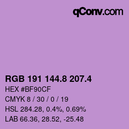 カラーコード: RGB 191 144.8 207.4 | qconv.com
