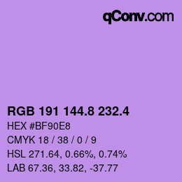 カラーコード: RGB 191 144.8 232.4 | qconv.com